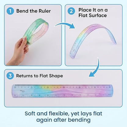 6 PCS 12 Inch Flexible Ruler, Soft Bendable Gradient Colored Rulers - Image 4