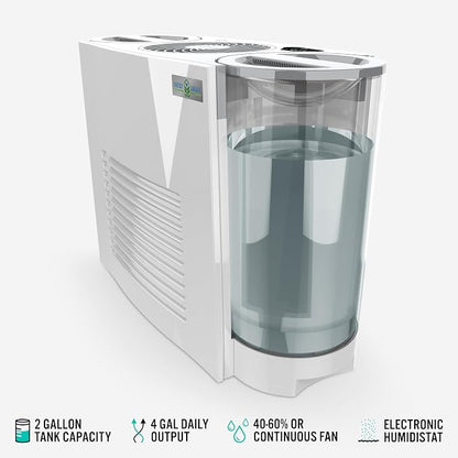 Vornado EVDC500 Energy Smart Evaporative Humidifier with 2 Gallon Dual Tank Capacity, LED Display, Automatic Shut-off, Electronic Humidistat, 4 Fan Speeds for Large Rooms up to 1000 sq ft - Image 2