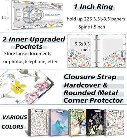 A5 Binder 3 Ring 1 Inch for 5.5"x8.5" Paper, Cute Mini Three Ring Binders - Image 5