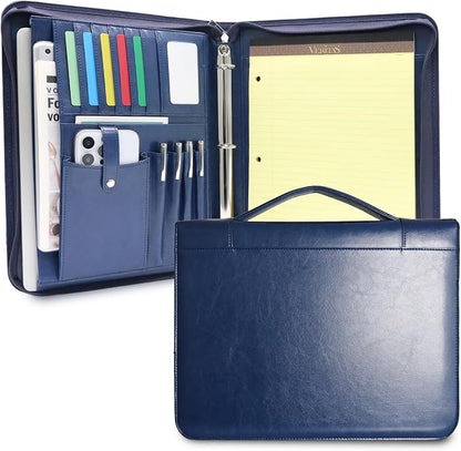 Faux Leather Portfolio with Handle, 3-Ring Padfolio Organizer by FORTAVEM