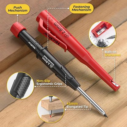 Nicpro Carpenter Pencil with Sharpener, CP3000 Carpenter Mechanical Pencils - Image 2