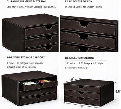 UnionBasic Leather Desktop Drawer Organizer, File Cabinet Magazine Document - Image 3