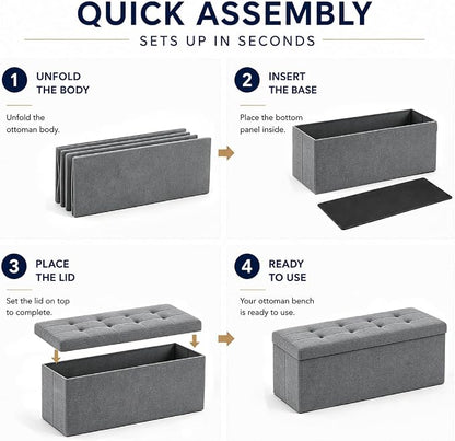 ALASDO 43 Inch Folding Storage Ottoman Bench - Image 4