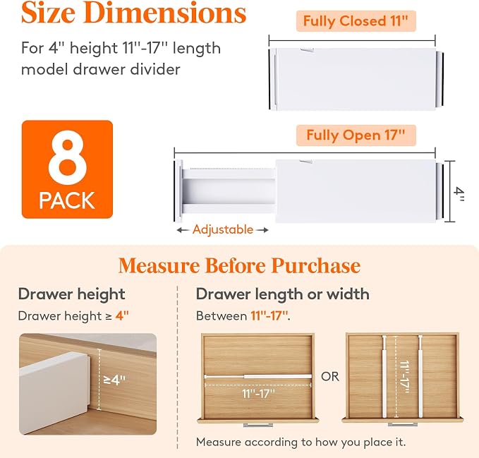 Lifewit 8 Pack Upgrade Drawer Dividers - Image 2