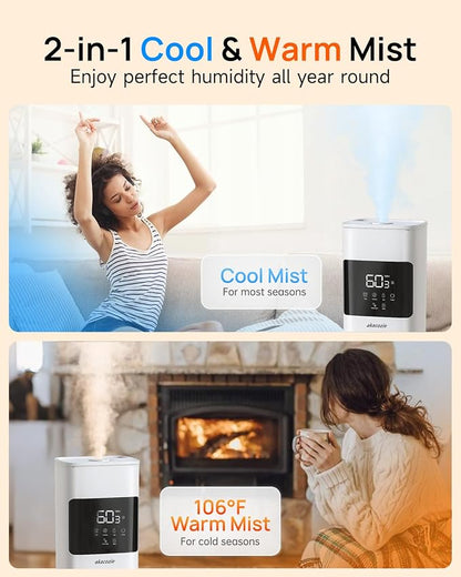 Warm & Cool Mist Humidifiers for Bedroom 500 sq ft, 2.1Gal/8L Top-Fill Humidifier Large Room with Essential Oil Diffuser, Large Room Humidifiers for Home Baby Nursery Office Plants, White - Image 2
