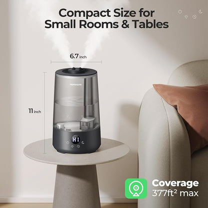 Homvana Humidifiers for Bedroom Home, 3.6L Cool Mist Top-Fill 34H Super Long Time, Quiet 23dB, Baby Humidifier, Oil Diffuser for Large Room, House, Plant, Nursery, Office, BPA FREE, Ultrasonic (Black) - Image 8