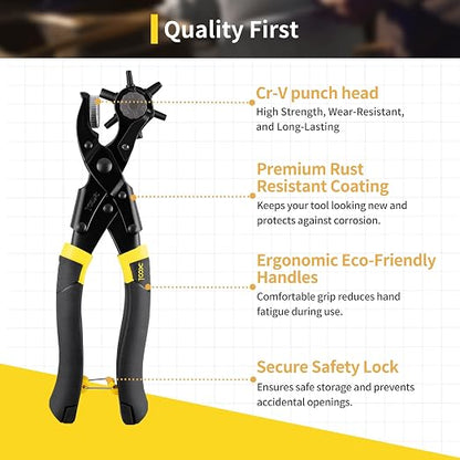 XOOL Round & Oval Leather Hole Punch Set, Upgraded Long Handle Revolving Punch - Image 5
