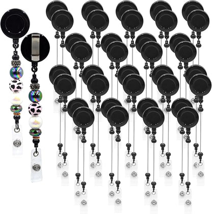 30pcs Black Beadable Badge Reels Making Kits by Unknown