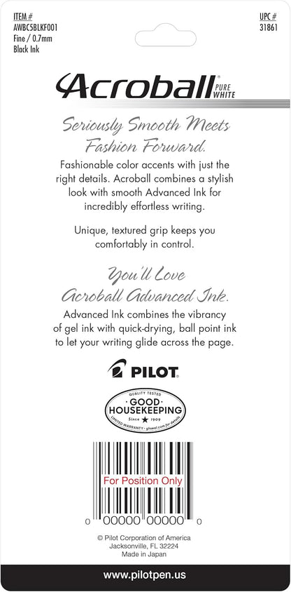 Pilot Acroball PureWhite Advanced Ink Refillable & Retractable Ball Point Pens - Image 2