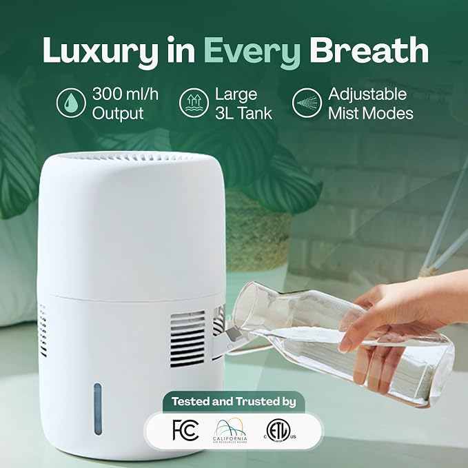 Smart Evaporative Humidifier with App Control & 3L Tank – Mist-Free, No White Dust – Quiet Operation for Better Sleep – Klarta Humea Beige - Image 6