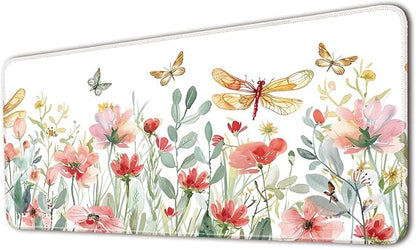 Keyboard Mat, Large Mouse Pad, Watercolor Flower by Flodirise