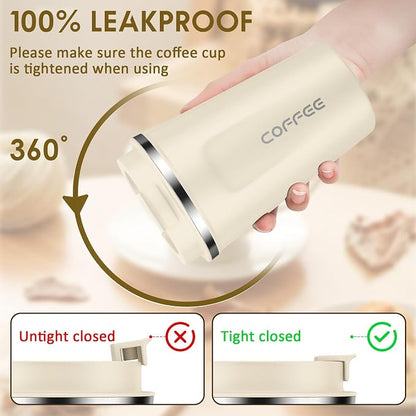 CS COSDDI 12 oz Stainless Steel Vacuum Insulated Tumbler - Coffee Travel Mug Spill Proof with Lid - Coffee Cups for Keep Hot/Ice Coffee,Tea and Beer - Image 2