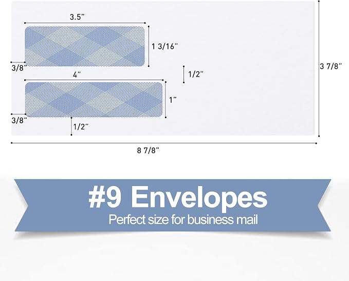 750#9 Double Window Security Envelopes, PANDRI NO.9 Self Seal White Envelopes - Image 2
