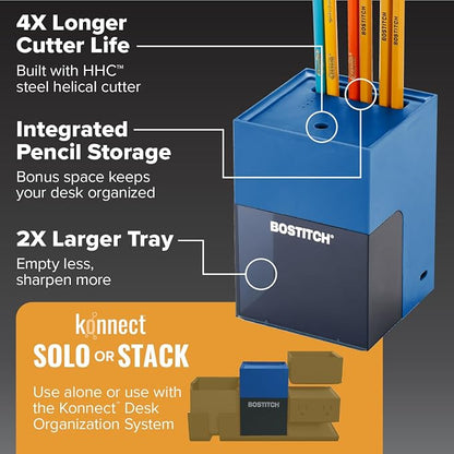 Bostitch Konnect Rechargeable Pencil Sharpener, Auto-Stop Helical Cutter - Image 3