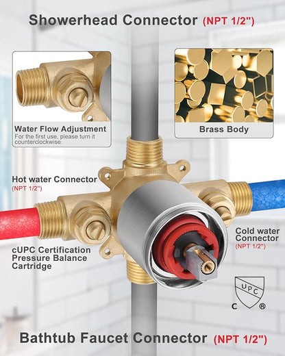 Shower Faucet Set Brushed Nickel: ARCORA Bathtub Faucet Set with 6-Inch Rain Showerhead and Tub Spout, Single-Handle Tub and Shower Trim Kit (Valve Included) - Image 4