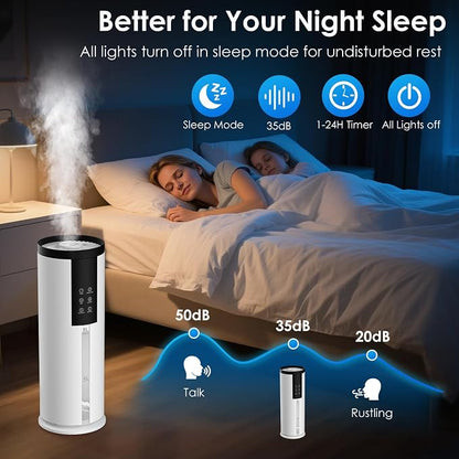Humidifiers for Large Room 550 ft² - GloryAir 8L Cool Mist Humidifier for Bedroom Home Plants Baby, Top Fill, 120H Runtime, 4 Mist Spray Levels, 7-Color Light, 35dB Quiet Humidifier - Image 7