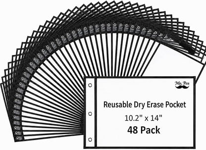 Mr. Pen- Reusable Dry Erase Pockets, 48 Pack, Classroom Supplies by MrPen