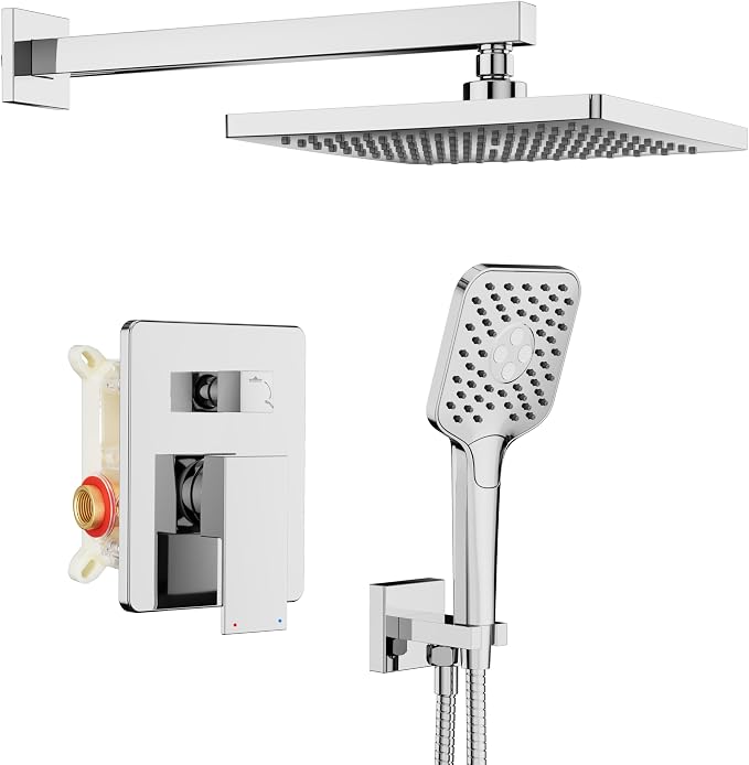 Gabrylly Shower System, Shower Faucets Sets Complete for Bathroom with High Pressure 10" Rain Shower and Handheld Shower, 2 Way Shower Valve Kit, Chrome by GABRYLLY