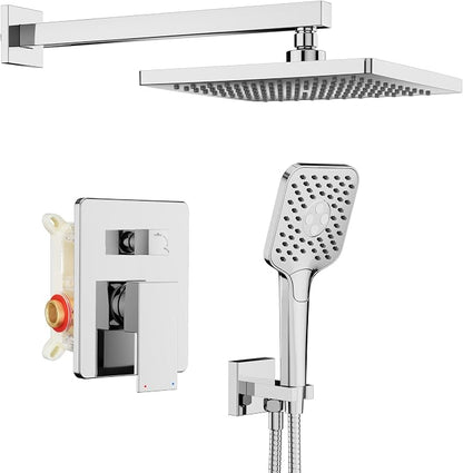 Gabrylly Shower System, Shower Faucets Sets Complete for Bathroom with High Pressure 10" Rain Shower and Handheld Shower, 2 Way Shower Valve Kit, Chrome by GABRYLLY