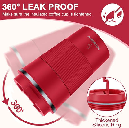 MOMSIV 12oz Travel Mug, Insulated Coffee Cup with Leakproof Lid, Vacuum Stainless Steel Double Walled Reusable Tumbler for Hot and Cold Water Coffee and Tea - Image 5