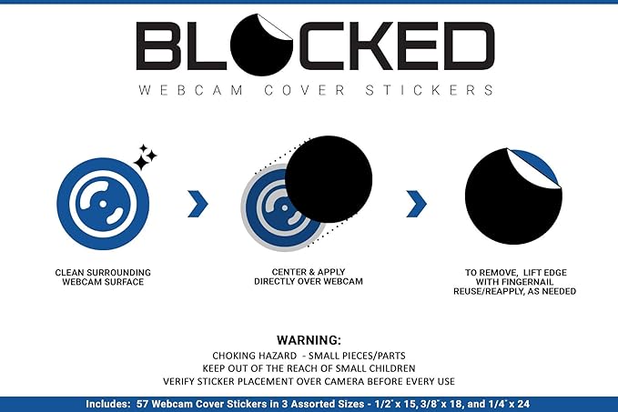 Blocked Original Vinyl Webcam Cover Stickers | Restickable & Stackable Privacy - Image 6