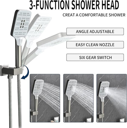 Tub Filler Faucet with Hand Shower Bath Tub Faucets with Rough-in Valve Trim Kit Wall Mounted Waterfall Bathtub Faucets Brushed Nickel - Image 3