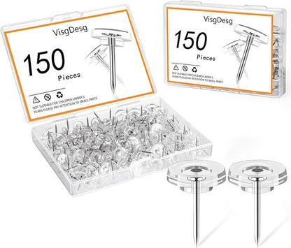 150Pcs Clear Push Pins Tacks, Thumb Tacks, Reusable Flat Head Thumbtacks by Unknown
