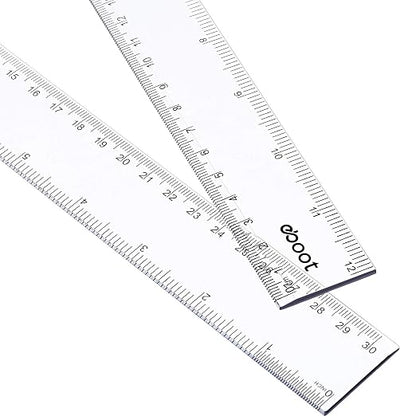 EBOOT 2 Pack Plastic Ruler Straight Ruler Plastic Measuring Tool by eBoot