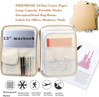 JAKAGO A4 Travel Portfolio Multifunctional Document Organizer Zippered Case - Image 6