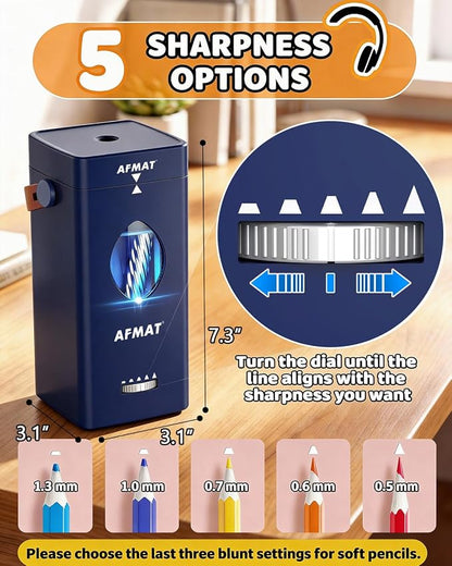 AFMAT Electric Pencil Sharpener, Rechargeable & Cordless, Fully Automatic - Image 4