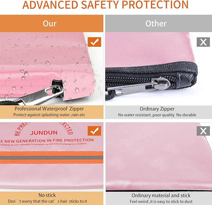 JUNDUN Fireproof Document Bag, 14.2”x 10.0”Waterproof and Fireproof Money Bag - Image 4