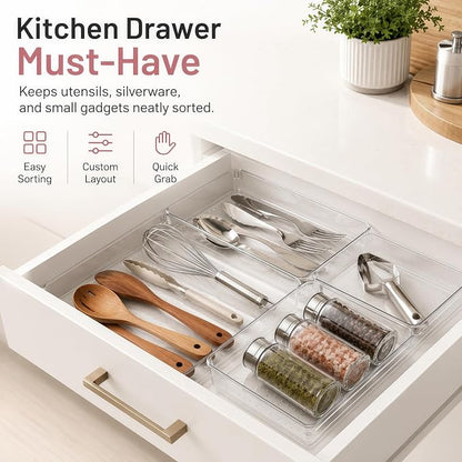 8 Pack Large Clear Plastic Drawer Organizer Bins - Image 5