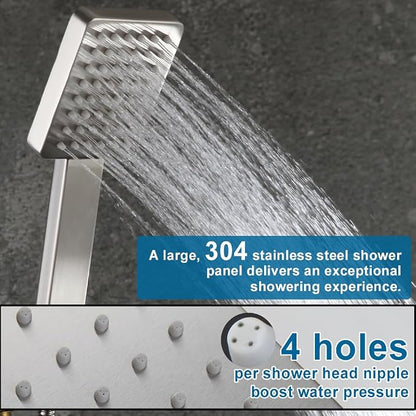 POP SANITARYWARE Shower Tub Faucet Set Brushed Nickel Bathroom Rain Shower System with Tub Spout Wall Mounted Rainfall 10 Inch Thickened Shower Head and Handle Set Include Shower Valve and Trim Kit - Image 4