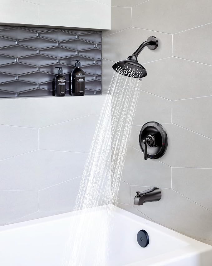 Shower Tub Faucet Set Bronze: ARCORA Bathtub Faucet Set with 6-Inch Rain Showerhead and Tub Spout, Oil Rubbed Bronze Bathtub and Shower Trim Kit (Valve Included) - Image 7