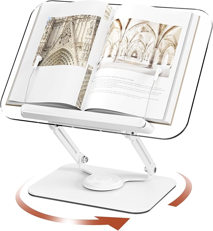 BYMECOST Acrylic Book Stand for Reading, Adjustable Book Holder by BYMECOST