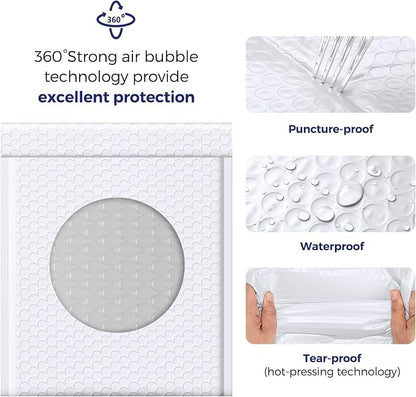 Fuxury White Bubble Mailers 8.5x12 Bubble Envelopes 250 Pack Self Seal | Usable - Image 3
