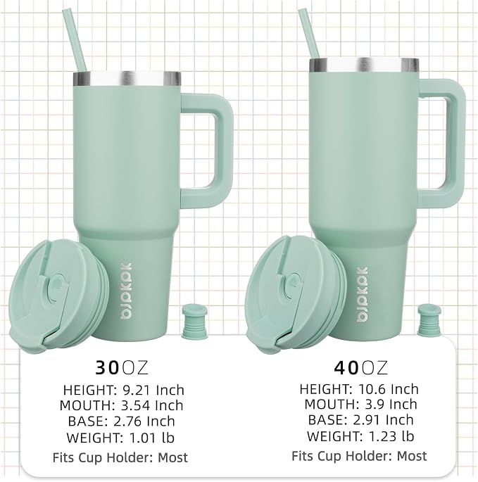 BJPKPK Insulated Tumblers With Handle And Straw 30 oz Stainless Steel Tumbler Cups With Lid,Pistachio Green - Image 4