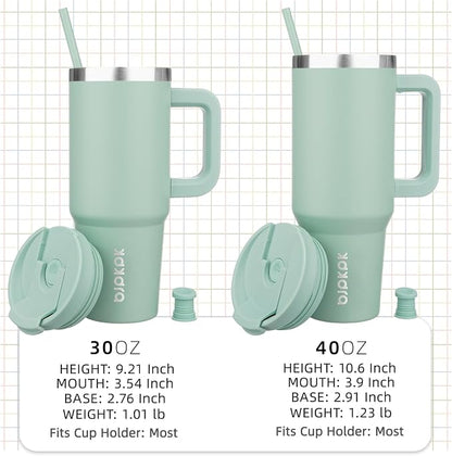 BJPKPK Insulated Tumblers With Handle And Straw 30 oz Stainless Steel Tumbler Cups With Lid,Pistachio Green - Image 4