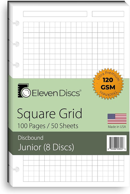 Eleven Discs Discbound Paper, Junior Size Square Grid Sheets by ElevenDiscs