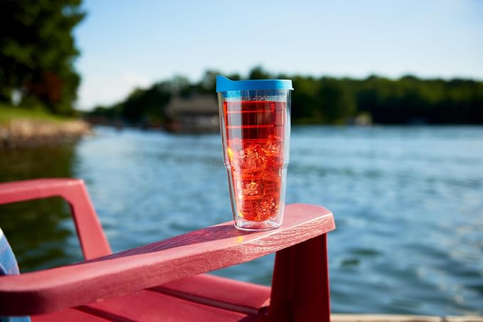 Tervis Clear & Colorful Tabletop Made in USA Double Walled Insulated Tumbler Travel Cup Keeps Drinks Cold & Hot, 24oz, Red - Image 2