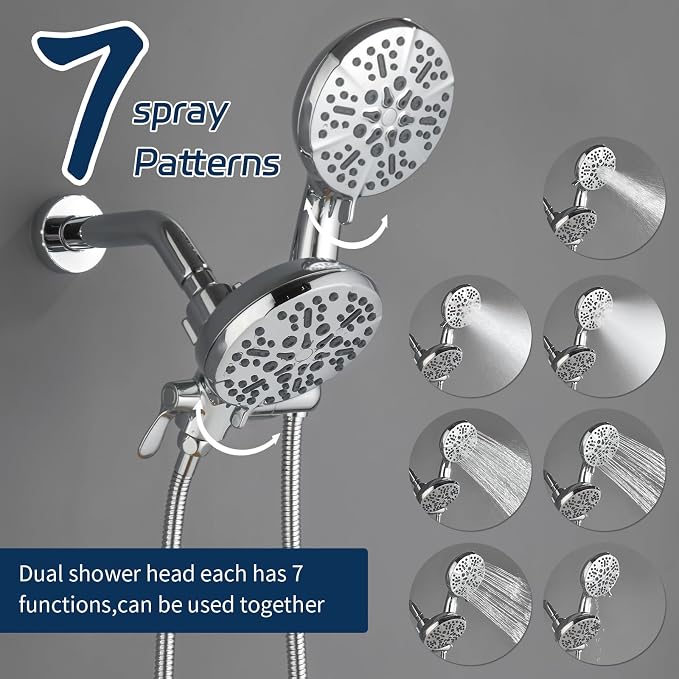 2 Handle Shower Faucet Shower System Complete 2 in 1 Shower Combo Set with Handheld Showerhead Shower Trim Kit Wall Mounted Shower Fixtures Chrome Polished - Image 4