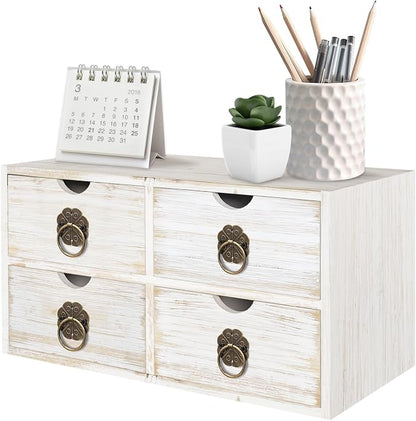 Wood Desk Organizer, Tabletop Storage Organization Box by SEEKELEGANT