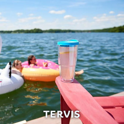 Tervis Clear & Colorful Lidded Made in USA Double Walled Insulated Tumbler Travel Cup Keeps Drinks Cold & Hot, 24oz, Black Lid, 1 Count (Pack of 1) - Image 9