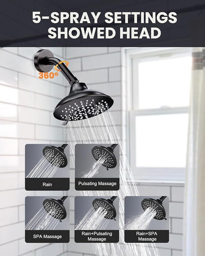Shower Tub Faucet Set Bronze: ARCORA Bathtub Faucet Set with 6-Inch Rain Showerhead and Tub Spout, Oil Rubbed Bronze Bathtub and Shower Trim Kit (Valve Included) - Image 3