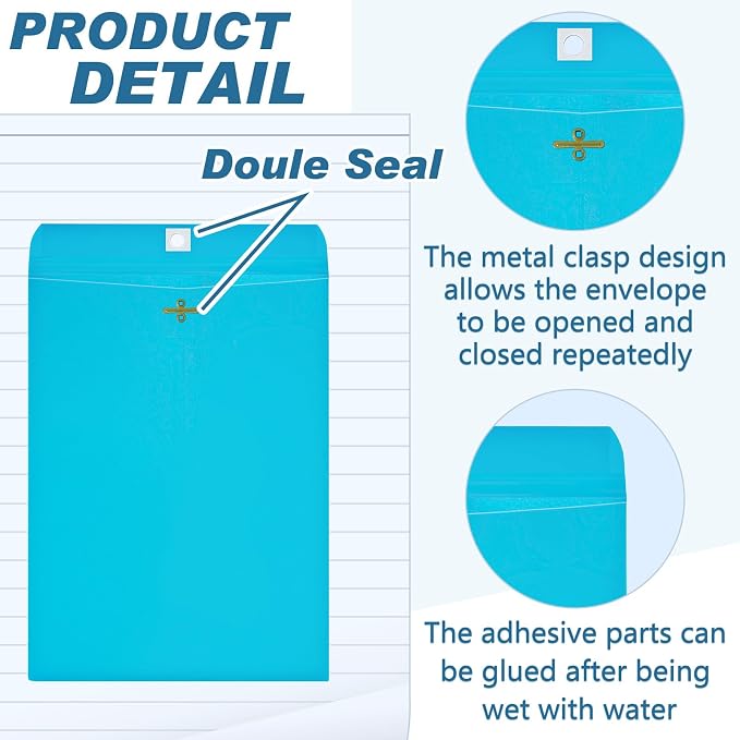 Geyee 20 Pcs 9 x 12 Inch Clasp Envelopes Letter Size Mailing Envelopes - Image 3