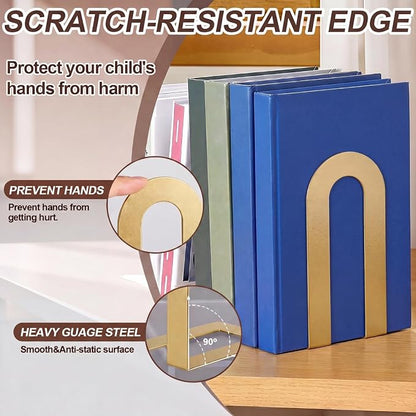 Chunful 6 Pcs Modern Metal Book Ends - Image 6