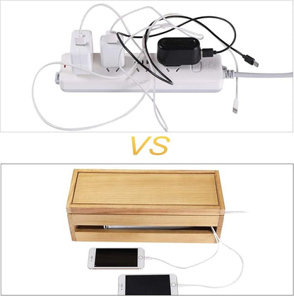 Changsuo Cable Management Box Wooden Cord Organizer Box - Image 7