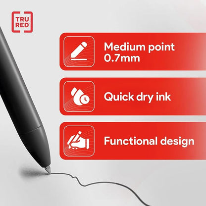 TRU RED Retractable Gel Pens, Medium Point 0.7mm, 5 Pack – Quick‑Dry Pens - Image 3