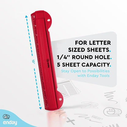 3 Hole Punch Red, Portable Hole Puncher - Image 5