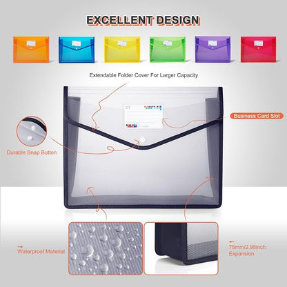 Plastic File Folders, Waterproof Transparent Expandable File Organiser - Image 2